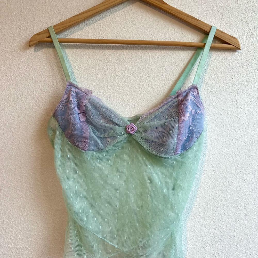 Sheer Mint Green and Lavender Lingerie Top